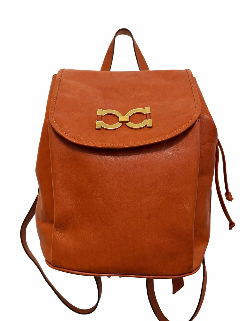 Vintage Italian Leather Minimalist Cognac Backpack
